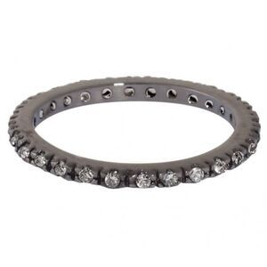 NWOT New Lisa Freede Laser Cut Eternity Gunmetal Band Ring w/Rhinestones Sz 6